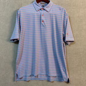 Peter Millar Golf Polo Shirt Mens Size XL Blue/Pink Summer Comfort Striped Logo